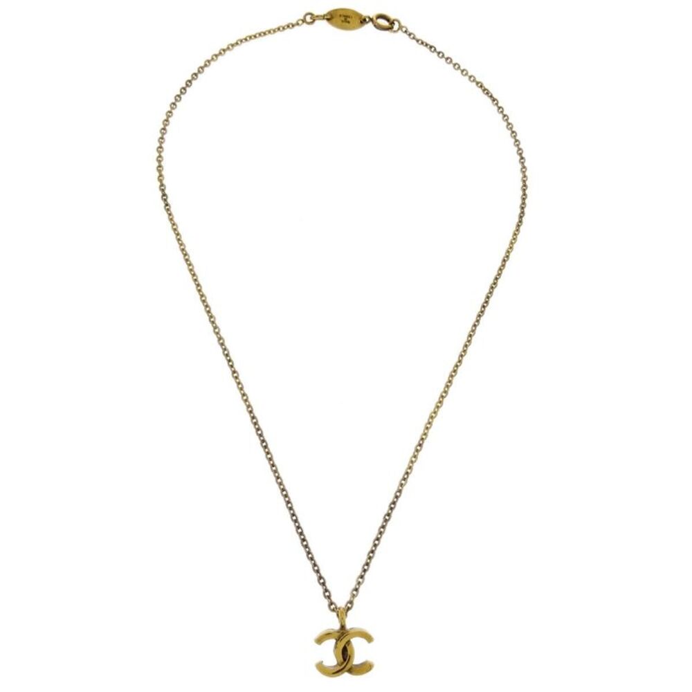 Chanel Cc Pendant Metal Gold Gold_Plated Necklace Jewelry